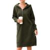 Hooever Women’s Sweatshirt Dress Fashion Drawstring Zip Up Hoodie Long Sweater Dress (ArmyGreen01, XXL)
